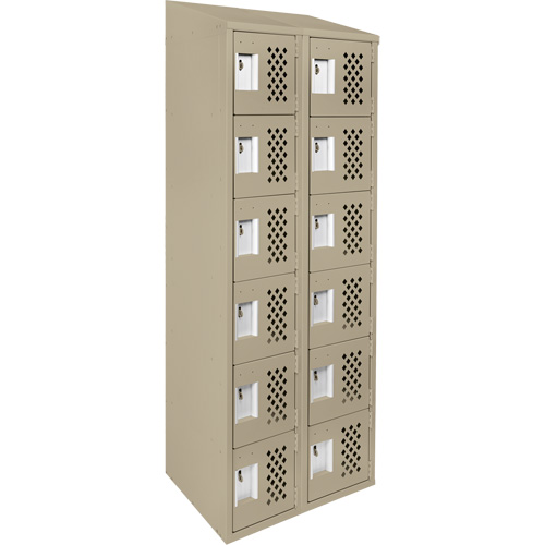 Assembled Lockerettes Clean Line Perforated Economy Lockers, 6 -tier, Bank of 2, 18" x 72" x 12", Steel Distribution Industrielle GC