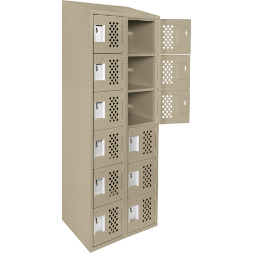 Assembled Lockerettes Clean Line Perforated Economy Lockers, 6 -tier, Bank of 2, 18" x 72" x 12", Steel Distribution Industrielle GC