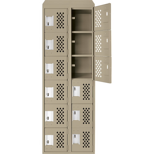 Assembled Lockerettes Clean Line Perforated Economy Lockers, 6 -tier, Bank of 2, 18" x 72" x 12", Steel Distribution Industrielle GC