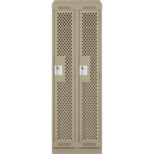 Clean Line Lockers, Bank of 2, 24" x 15" x 82", Steel, Beige, Rivet (Assembled), Perforated Distribution Industrielle GC