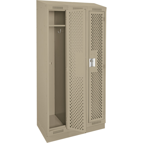 Clean Line Lockers, Bank of 3, 36" x 15" x 82", Steel, Beige, Rivet (Assembled), Perforated Distribution Industrielle GC