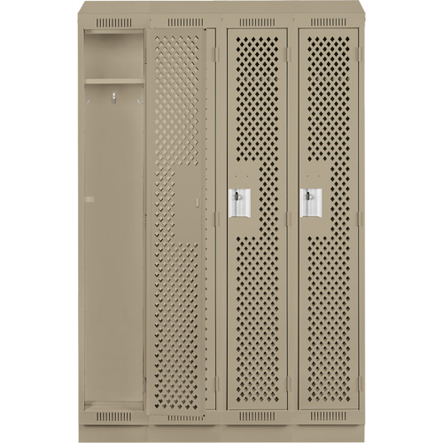 Clean Line Lockers, Bank of 4, 48" x 15" x 82", Steel, Beige, Rivet (Assembled), Perforated Distribution Industrielle GC