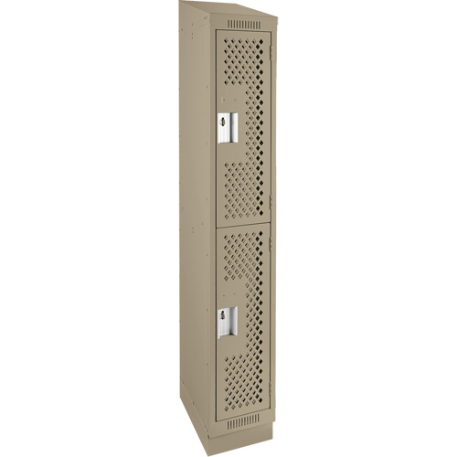 Casiers Clean Line, 2 niveaux, 12" x 15" x 82", Acier, Beige, Rivet (assembl&eacute;), Perfor&eacute; Distribution Industrielle GC