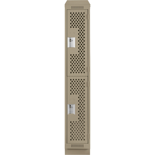 Casiers Clean Line, 2 niveaux, 12" x 15" x 82", Acier, Beige, Rivet (assembl&eacute;), Perfor&eacute; Distribution Industrielle GC