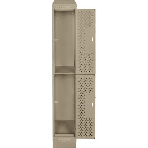 Casiers Clean Line, 2 niveaux, 12" x 15" x 82", Acier, Beige, Rivet (assembl&eacute;), Perfor&eacute; Distribution Industrielle GC