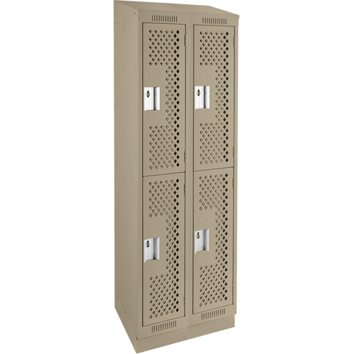 Clean Line Lockers, 2 -tier, Bank of 2, 24" x 12" x 82", Steel, Beige, Rivet (Assembled), Perforated Distribution Industrielle GC