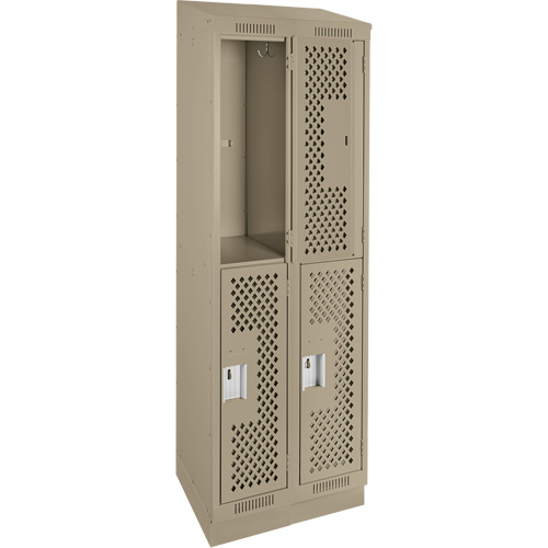 Clean Line Lockers, 2 -tier, Bank of 2, 24" x 12" x 82", Steel, Beige, Rivet (Assembled), Perforated Distribution Industrielle GC