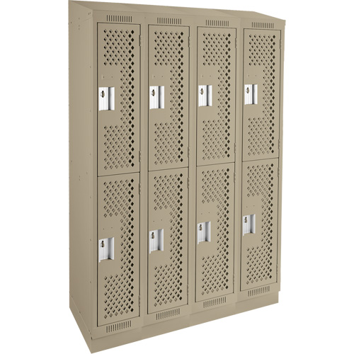 Clean Line Lockers, 2 -tier, Bank of 4, 48" x 12" x 82", Steel, Beige, Rivet (Assembled), Perforated Distribution Industrielle GC