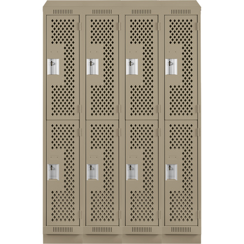 Clean Line Lockers, 2 -tier, Bank of 4, 48" x 12" x 82", Steel, Beige, Rivet (Assembled), Perforated Distribution Industrielle GC