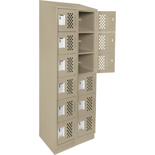Assembled Lockerettes Clean Line Perforated Economy Lockers, 6 -tier, Bank of 2, 18" x 72" x 12", Steel Distribution Industrielle GC