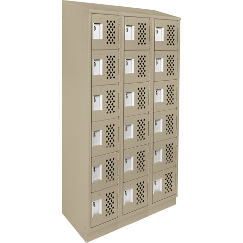 Assembled Lockerettes Clean Line Perforated Economy Lockers, 6 -tier, Bank of 3, 18" x 72" x 12", Steel Distribution Industrielle GC