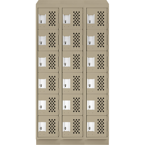 Assembled Lockerettes Clean Line Perforated Economy Lockers, 6 -tier, Bank of 3, 18" x 72" x 12", Steel Distribution Industrielle GC
