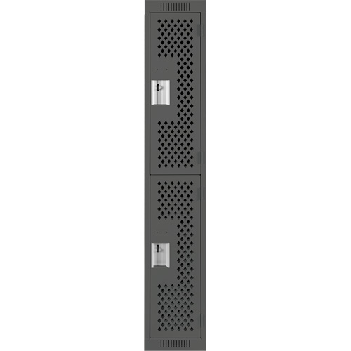 Clean Line Lockers, 2 -tier, 12" x 12" x 72", Steel, Charcoal, Rivet (Assembled), Perforated Distribution Industrielle GC