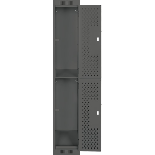 Clean Line Lockers, 2 -tier, 12" x 12" x 72", Steel, Charcoal, Rivet (Assembled), Perforated Distribution Industrielle GC