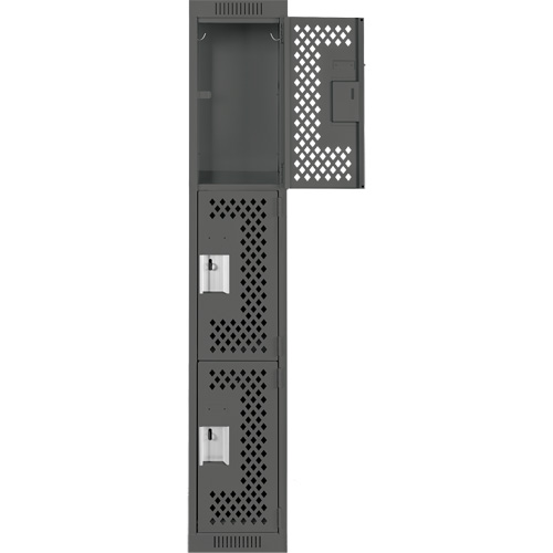 Clean Line Lockers, 3 -tier, 12" x 12" x 72", Steel, Charcoal, Rivet (Assembled), Perforated Distribution Industrielle GC