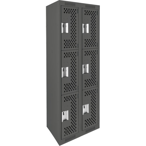 Casiers Clean Line, 3 niveaux, Bloc de 2, 24" x 12" x 72", Acier, Charbon, Rivet (assembl&eacute;), Perfor&eacute; Distribution Industrielle GC
