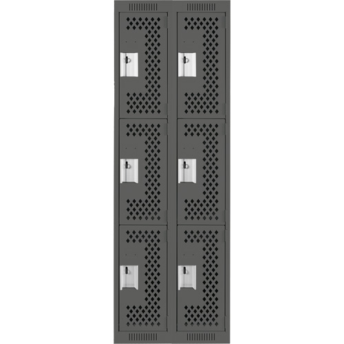 Casiers Clean Line, 3 niveaux, Bloc de 2, 24" x 12" x 72", Acier, Charbon, Rivet (assembl&eacute;), Perfor&eacute; Distribution Industrielle GC