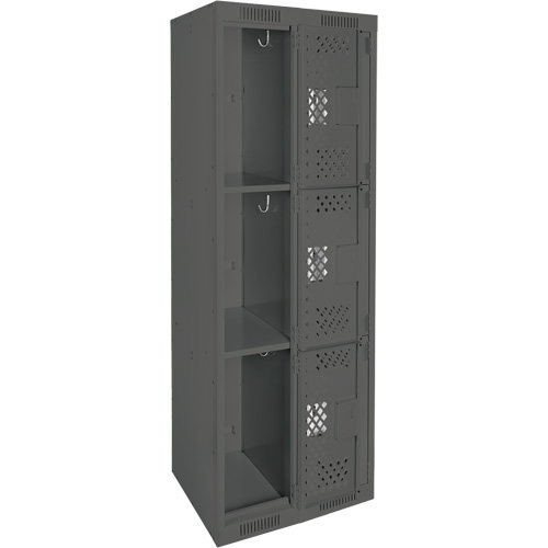 Casiers Clean Line, 3 niveaux, Bloc de 2, 24" x 12" x 72", Acier, Charbon, Rivet (assembl&eacute;), Perfor&eacute; Distribution Industrielle GC