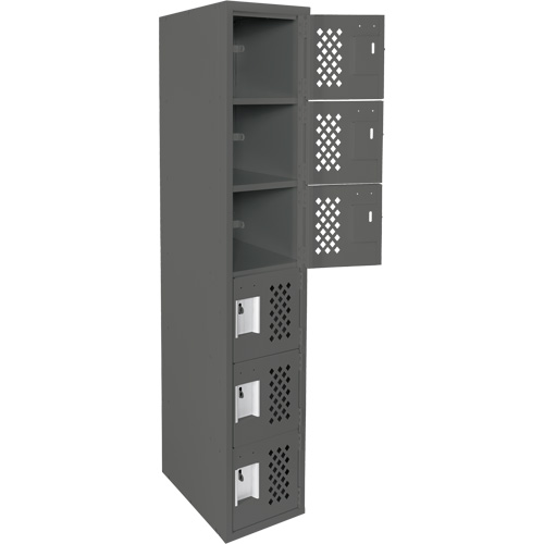 Clean-Line Perforated Lockerette, 6 -tier, 15" x 72" x 12", Steel Distribution Industrielle GC