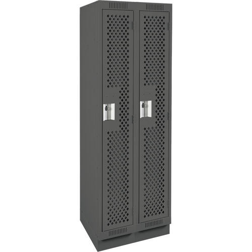 Clean Line Lockers, Bank of 2, 24" x 15" x 76", Steel, Charcoal, Rivet (Assembled), Perforated Distribution Industrielle GC