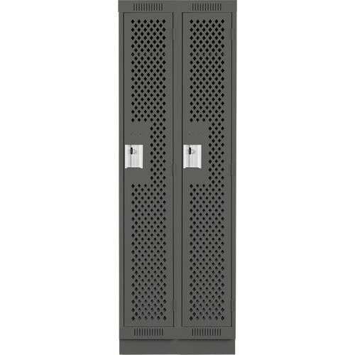 Clean Line Lockers, Bank of 2, 24" x 15" x 76", Steel, Charcoal, Rivet (Assembled), Perforated Distribution Industrielle GC