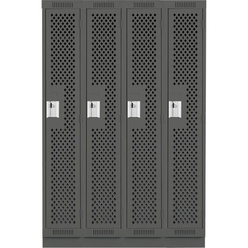 Clean Line Lockers, Bank of 4, 48" x 15" x 76", Steel, Charcoal, Rivet (Assembled), Perforated Distribution Industrielle GC