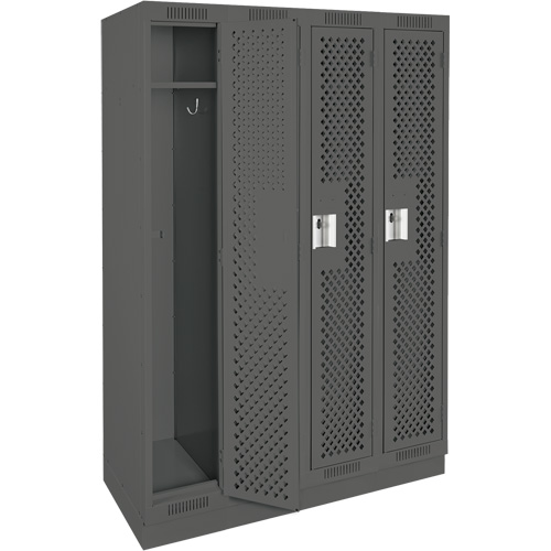 Clean Line Lockers, Bank of 4, 48" x 15" x 76", Steel, Charcoal, Rivet (Assembled), Perforated Distribution Industrielle GC