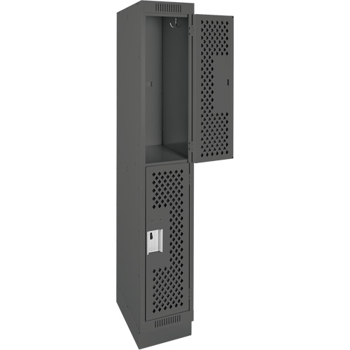 Casiers Clean Line, 2 niveaux, 12" x 12" x 76", Acier, Charbon, Rivet (assembl&eacute;), Perfor&eacute; Distribution Industrielle GC