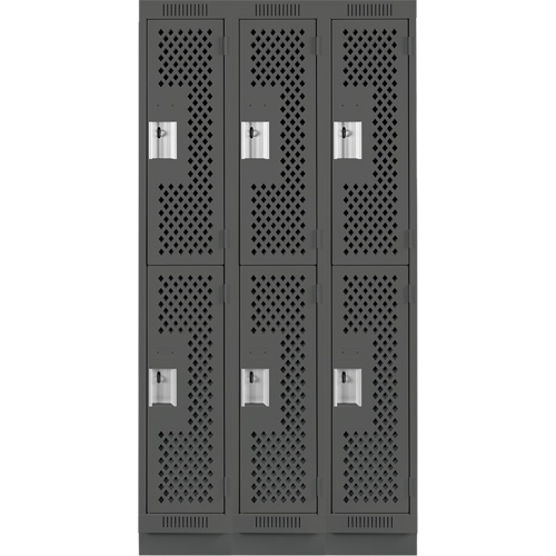 Casiers Clean Line, 2 niveaux, Bloc de 3, 36" x 12" x 76", Acier, Charbon, Rivet (assembl&eacute;), Perfor&eacute; Distribution Industrielle GC
