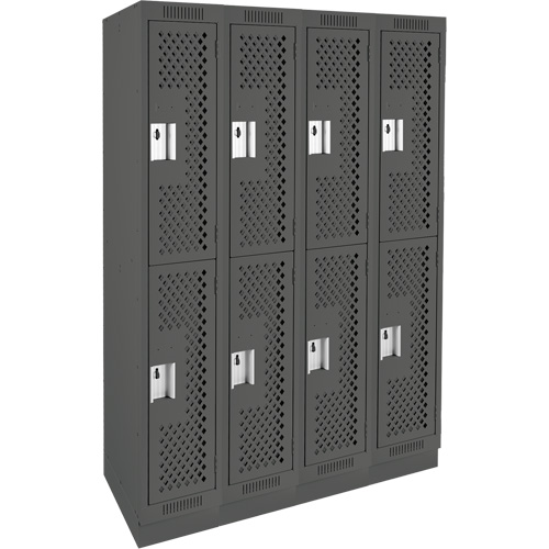 Casiers Clean Line, 2 niveaux, Bloc de 4, 48" x 12" x 76", Acier, Charbon, Rivet (assembl&eacute;), Perfor&eacute; Distribution Industrielle GC