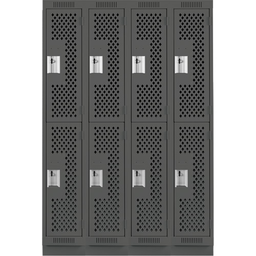 Casiers Clean Line, 2 niveaux, Bloc de 4, 48" x 12" x 76", Acier, Charbon, Rivet (assembl&eacute;), Perfor&eacute; Distribution Industrielle GC