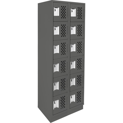 Assembled Lockerettes Clean Line Perforated Economy Lockers, 6 -tier, Bank of 2, 18" x 72" x 12", Steel Distribution Industrielle GC