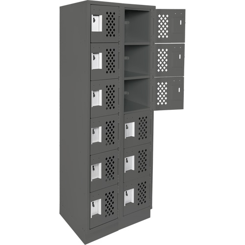 Assembled Lockerettes Clean Line Perforated Economy Lockers, 6 -tier, Bank of 2, 18" x 72" x 12", Steel Distribution Industrielle GC