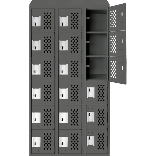 Assembled Lockerettes Clean Line Perforated Economy Lockers, 6 -tier, Bank of 3, 18" x 72" x 12", Steel Distribution Industrielle GC