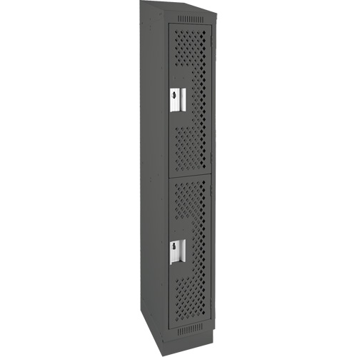 Clean Line Lockers, 2 -tier, 12" x 18" x 82", Steel, Charcoal, Rivet (Assembled), Perforated Distribution Industrielle GC