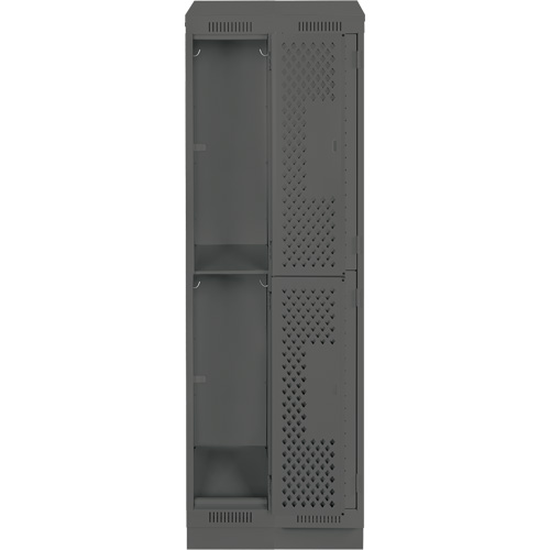 Clean Line Lockers, 2 -tier, Bank of 2, 24" x 12" x 82", Steel, Charcoal, Rivet (Assembled), Perforated Distribution Industrielle GC
