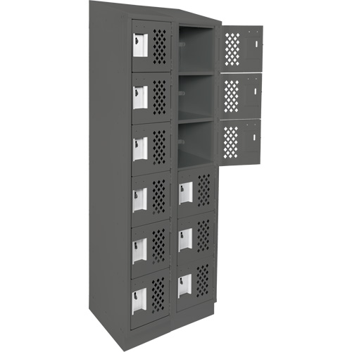 Clean-Line Perforated Lockerette, 6 -tier, Bank of 2, 15" x 72" x 12", Steel Distribution Industrielle GC