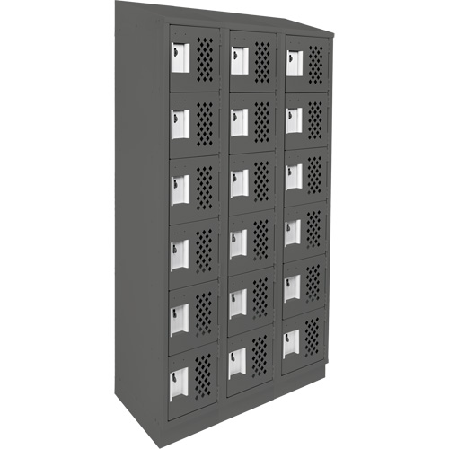 Assembled Lockerettes Clean Line Perforated Economy Lockers, 6 -tier, Bank of 3, 18" x 72" x 12", Steel Distribution Industrielle GC