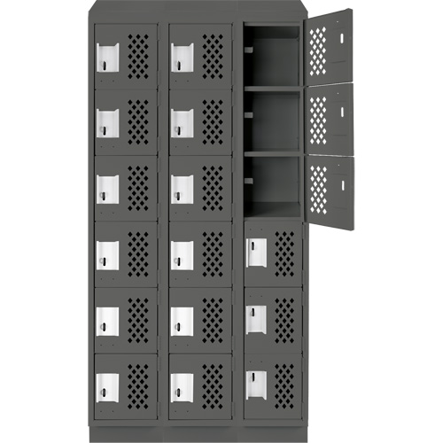 Assembled Lockerettes Clean Line Perforated Economy Lockers, 6 -tier, Bank of 3, 18" x 72" x 12", Steel Distribution Industrielle GC
