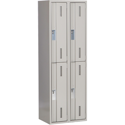 Concorde Heavy-Duty Lockers, 2 -tier, Bank of 2, 24" x 18" x 72", Steel, Grey, Welded (Assembled) Distribution Industrielle GC