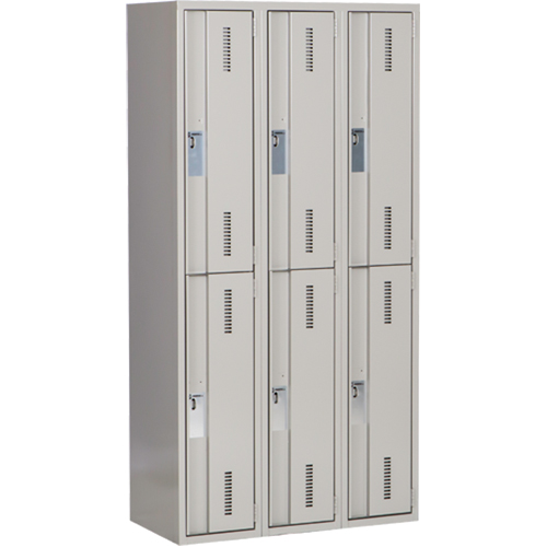 Concorde Heavy-Duty Lockers, 2 -tier, Bank of 3, 36" x 18" x 72", Steel, Grey, Welded (Assembled) Distribution Industrielle GC