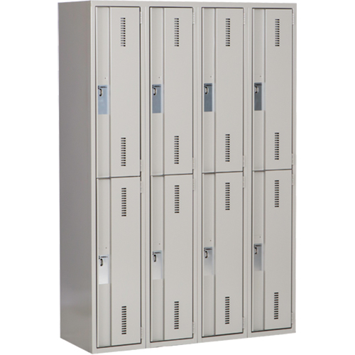 Concorde Heavy-Duty Lockers, 2 -tier, Bank of 4, 48" x 18" x 72", Steel, Grey, Welded (Assembled) Distribution Industrielle GC