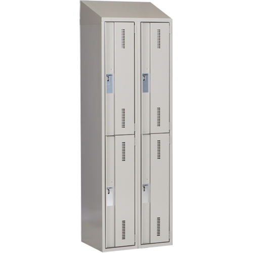 Concorde Heavy-Duty Lockers, 2 -tier, Bank of 2, 24" x 18" x 78", Steel, Grey, Welded (Assembled) Distribution Industrielle GC
