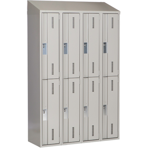 Casiers robustes Concorde, 2 niveaux, Bloc de 4, 48" x 18" x 78", Acier, Gris, Soud&eacute; (assembl&eacute;) Distribution Industrielle GC