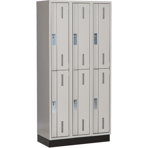 Casiers robustes Concorde, 2 niveaux, Bloc de 3, 36" x 18" x 76", Acier, Gris, Soud&eacute; (assembl&eacute;) Distribution Industrielle GC