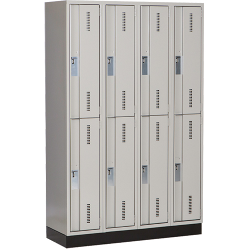 Concorde Heavy-Duty Lockers, 2 -tier, Bank of 4, 48" x 18" x 76", Steel, Grey, Welded (Assembled) Distribution Industrielle GC