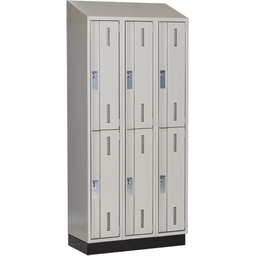 Casiers robustes Concorde, 2 niveaux, Bloc de 3, 36" x 18" x 82", Acier, Gris, Soud&eacute; (assembl&eacute;) Distribution Industrielle GC