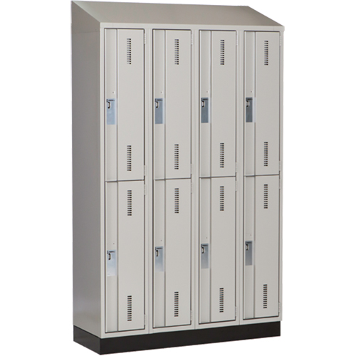 Casiers robustes Concorde, 2 niveaux, Bloc de 4, 48" x 18" x 82", Acier, Gris, Soud&eacute; (assembl&eacute;) Distribution Industrielle GC