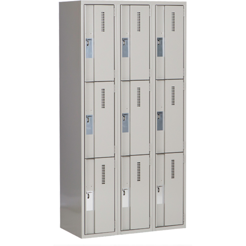 Casiers robustes Concorde, 3 niveaux, Bloc de 3, 36" x 18" x 72", Acier, Gris, Soud&eacute; (assembl&eacute;) Distribution Industrielle GC
