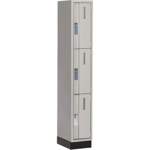 Concorde Heavy-Duty Lockers, 3 -tier, 12" x 18" x 76", Steel, Grey, Welded (Assembled) Distribution Industrielle GC